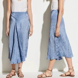 Vince | Silky textured draped blue midi skirt